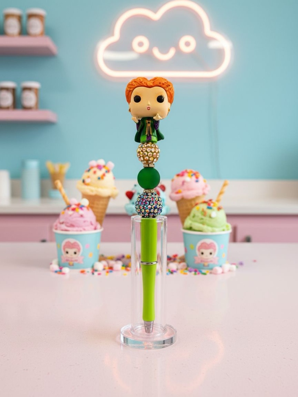 Green Winifred Hocus Pocus Character Beaded Pen - Halloween